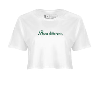 Sneaker Threads – Sneaker Tees To Match Air Jordan 1 Pro Green – Born Different Crop Tee White 2. Perfect for Jordan releases 2025 colorways.
