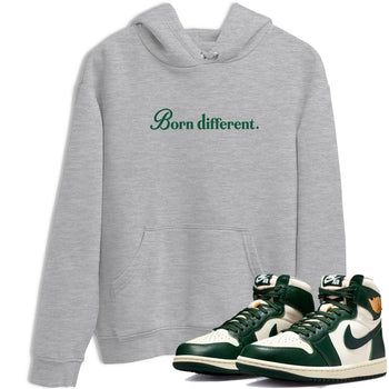 Sneaker Threads – Sneaker Tees To Match Air Jordan 1 Pro Green – Born Different Graphic Tee Heather Grey 1. Perfect for Jordan releases 2025 colorways.