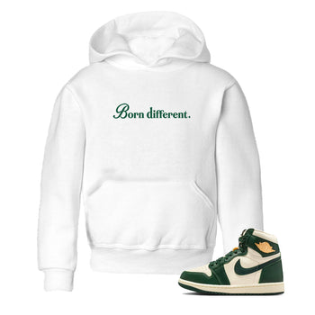 Sneaker Threads – Sneaker Tees To Match Air Jordan 1 Pro Green – Born Different Youth Graphic Tee White 1. Perfect for Jordan releases 2025 colorways.