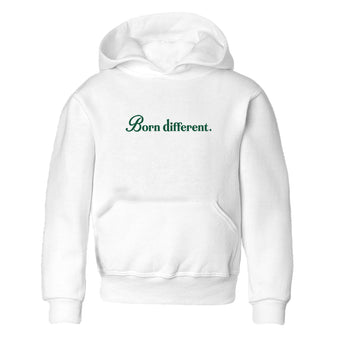 Sneaker Threads – Sneaker Tees To Match Air Jordan 1 Pro Green – Born Different Youth Graphic Tee White 2. Perfect for Jordan releases 2025 colorways.