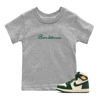 Sneaker Threads – Sneaker Tees To Match Air Jordan 1 Pro Green – Born Different Youth Graphic Tee Heather Grey 1. Perfect for Jordan releases 2025 colorways.