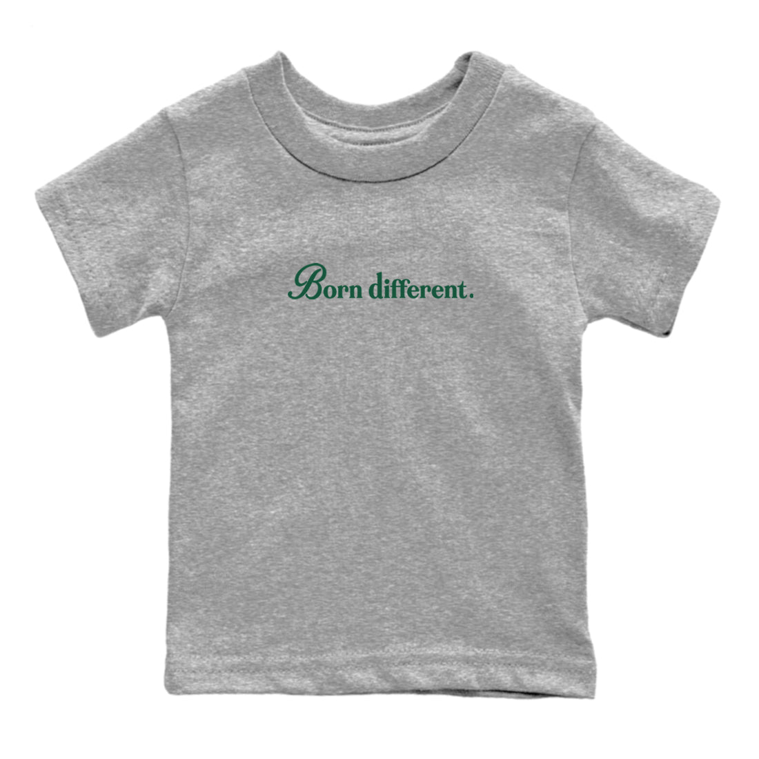 Sneaker Threads – Sneaker Tees To Match Air Jordan 1 Pro Green – Born Different Youth Graphic Tee Heather Grey 2. Perfect for Jordan releases 2025 colorways.
