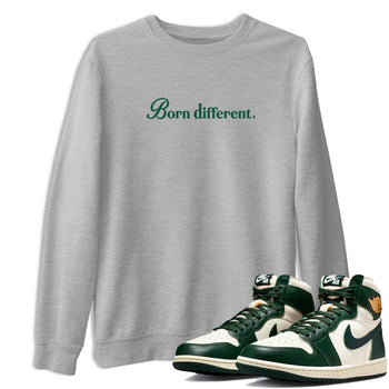 Sneaker Threads – Sneaker Tees To Match Air Jordan 1 Pro Green – Born Different Graphic Tee Heather Grey 1. Perfect for Jordan releases 2025 colorways.