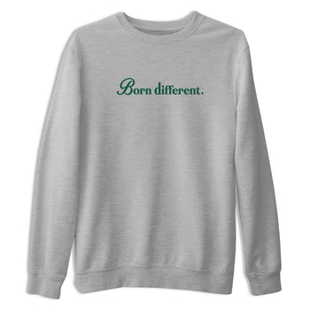 Sneaker Threads – Sneaker Tees To Match Air Jordan 1 Pro Green – Born Different Graphic Tee Heather Grey 2. Perfect for Jordan releases 2025 colorways.