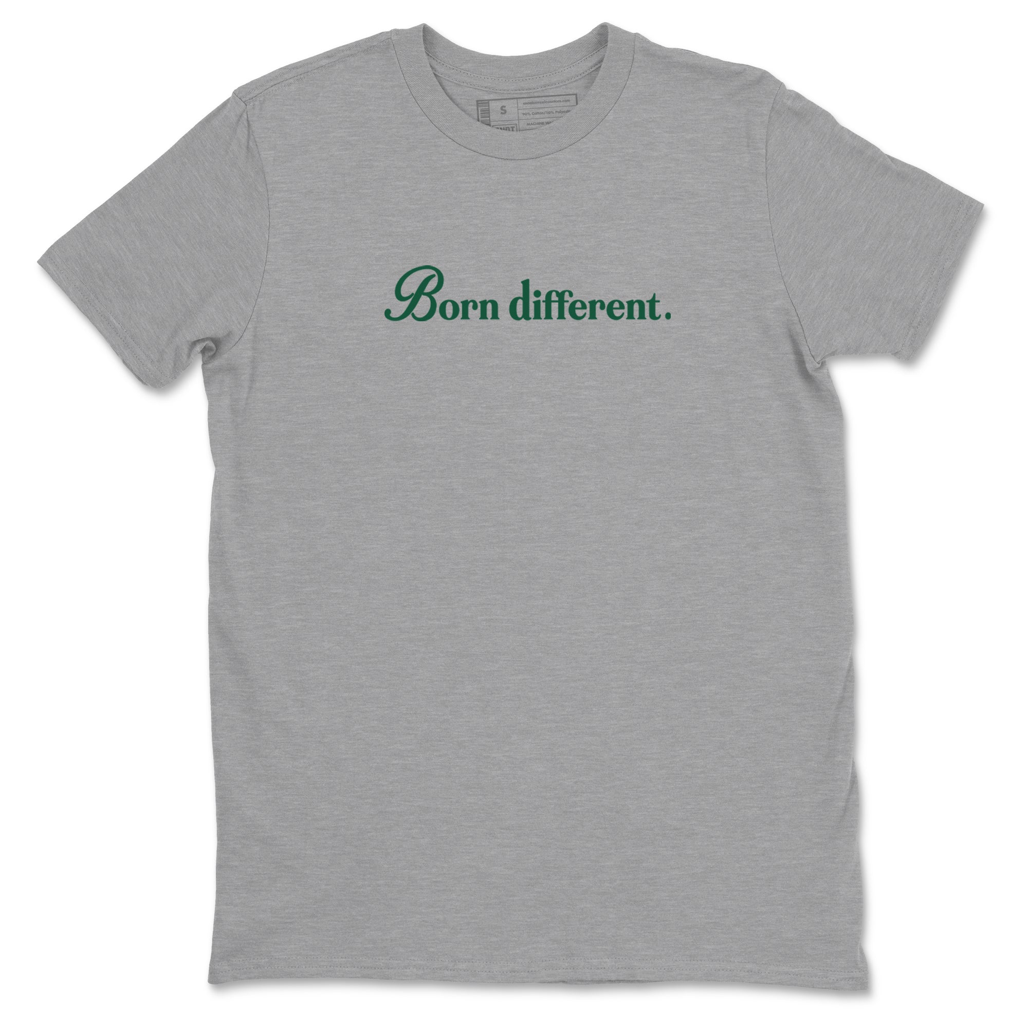 Sneaker Threads – Sneaker Tees To Match Air Jordan 1 Pro Green – Born Different Graphic Tee Heather Grey 2. Perfect for Jordan releases 2025 colorways.