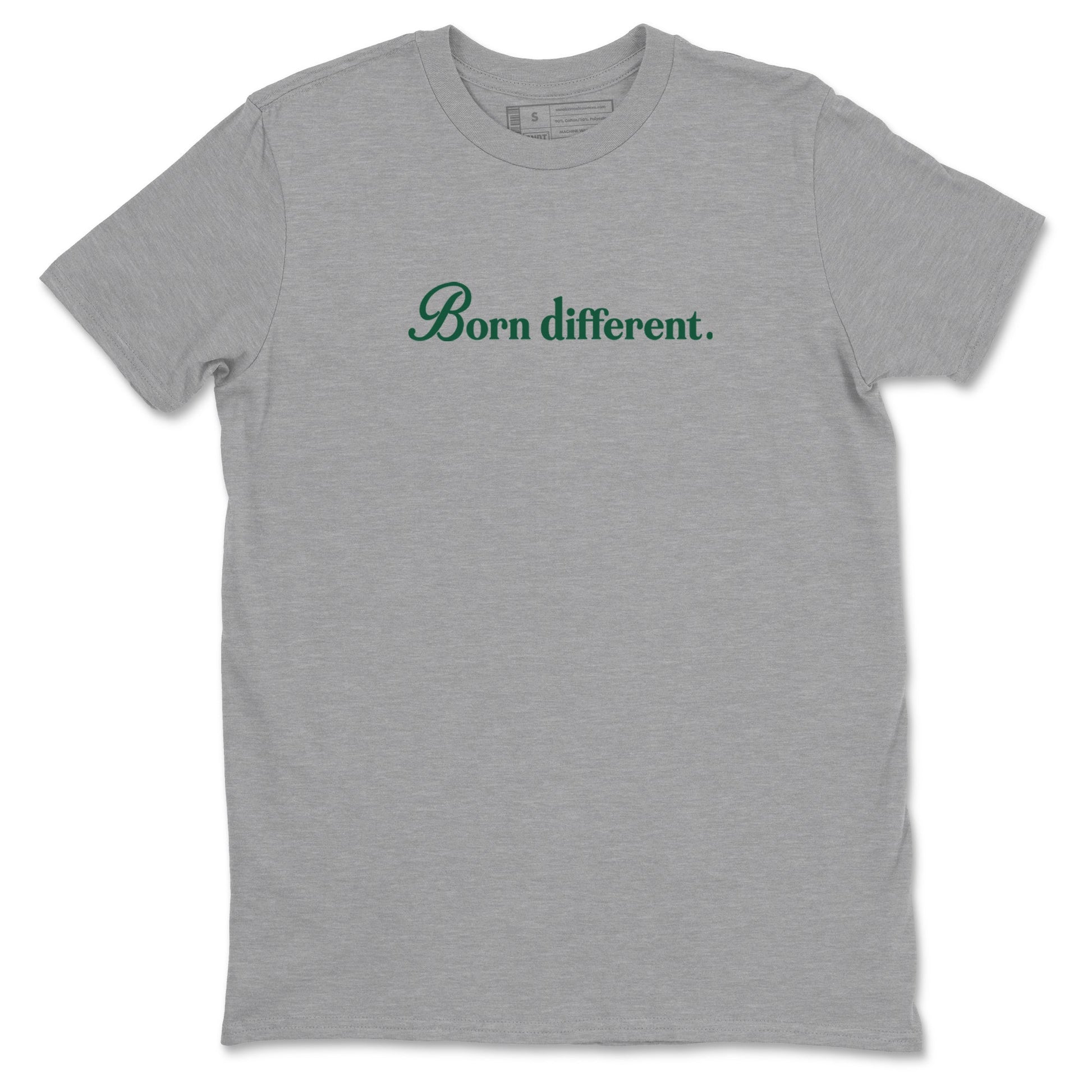 Sneaker Threads – Sneaker Tees To Match Air Jordan 1 Pro Green – Born Different Graphic Tee Heather Grey 2. Perfect for Jordan releases 2025 colorways.