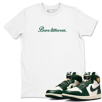 Sneaker Threads – Sneaker Tees To Match Air Jordan 1 Pro Green – Born Different Graphic Tee White 1. Perfect for Jordan releases 2025 colorways.