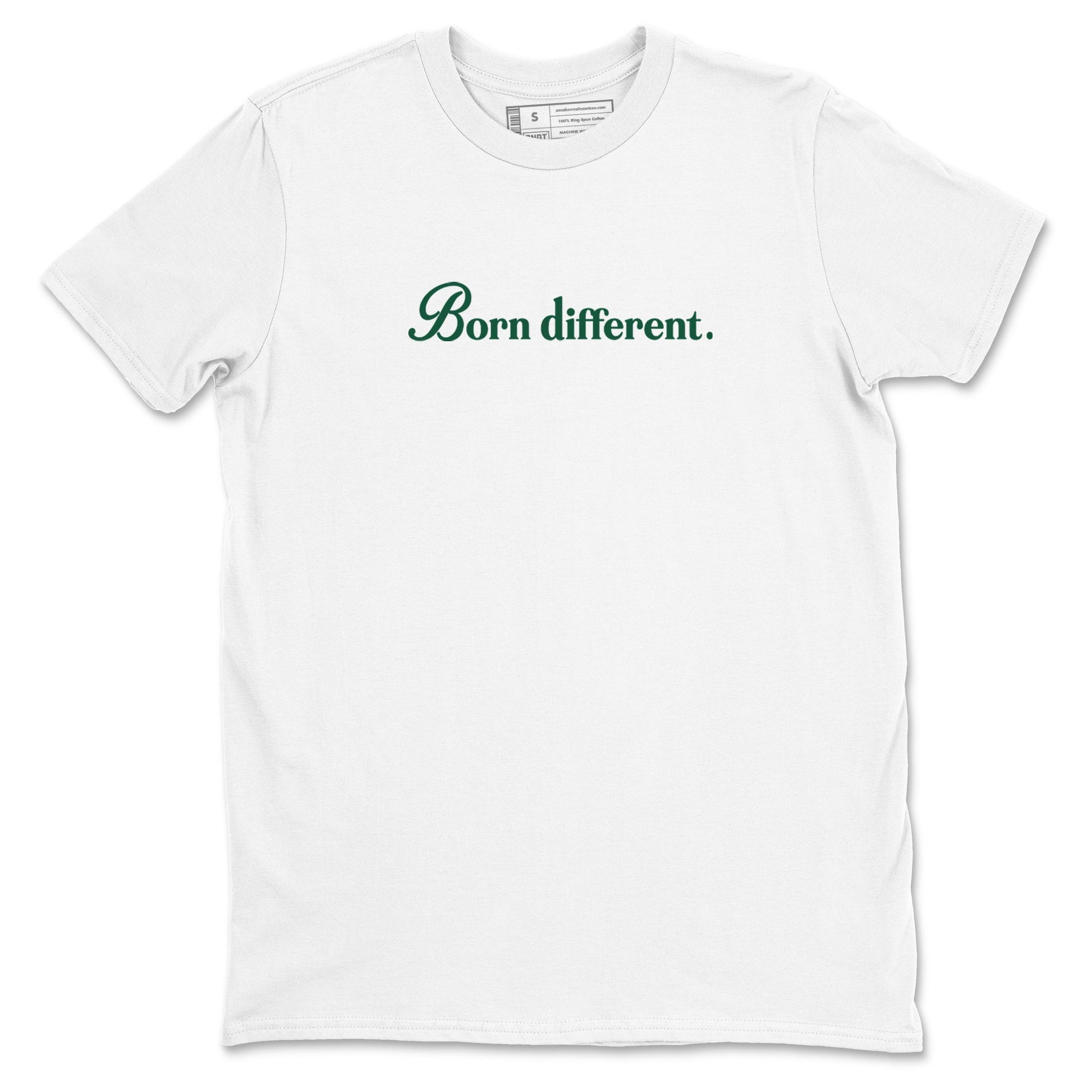 Sneaker Threads – Sneaker Tees To Match Air Jordan 1 Pro Green – Born Different Graphic Tee White 2. Perfect for Jordan releases 2025 colorways.