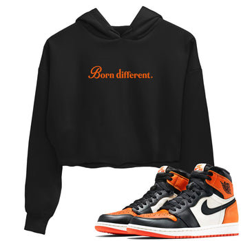 Sneaker match tees – Sneaker Tees To Match Jordan 1 Retro Shattered Backboard Shoes – Born Different Crop T-Shirt Black 1