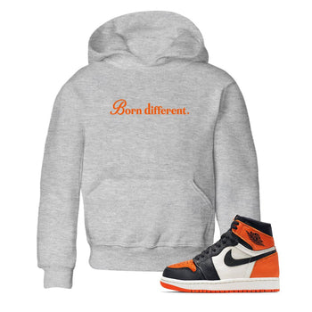 Sneaker match tees – Sneaker Tees To Match Jordan 1 Retro Shattered Backboard Shoes – Born Different Kids T-Shirt Heather Grey 1