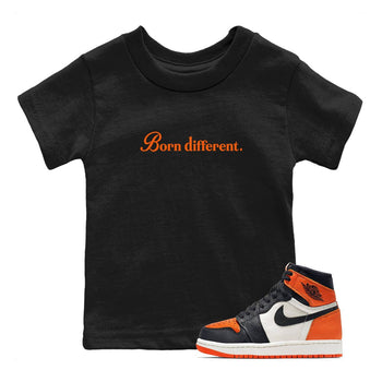 Sneaker match tees – Sneaker Tees To Match Jordan 1 Retro Shattered Backboard Shoes – Born Different Kids T-Shirt Black 1