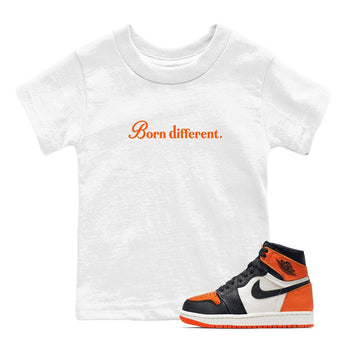 Sneaker match tees – Sneaker Tees To Match Jordan 1 Retro Shattered Backboard Shoes – Born Different Kids T-Shirt White 1