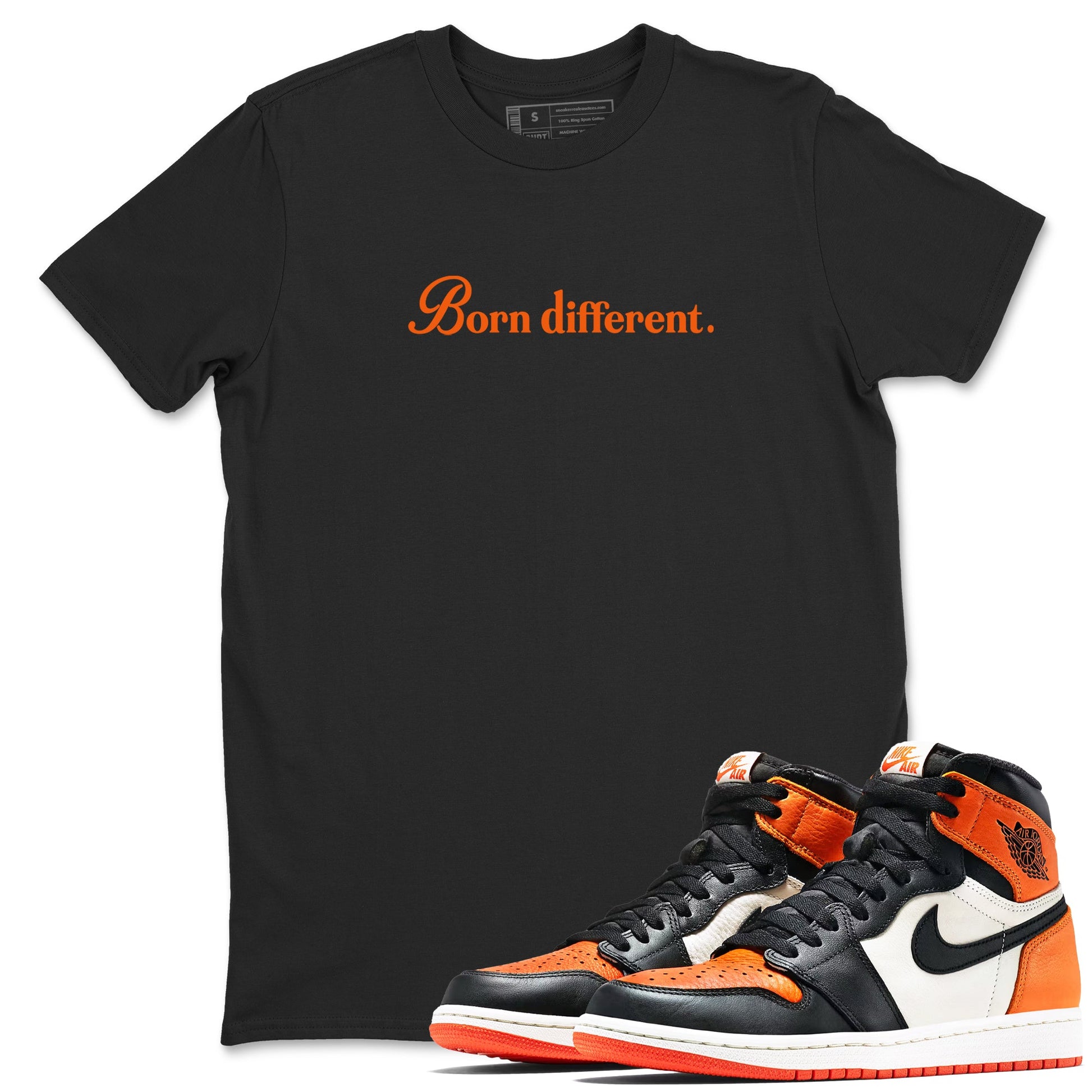 Sneaker match tees – Sneaker Tees To Match Jordan 1 Retro Shattered Backboard Shoes – Born Different Tee Black 1