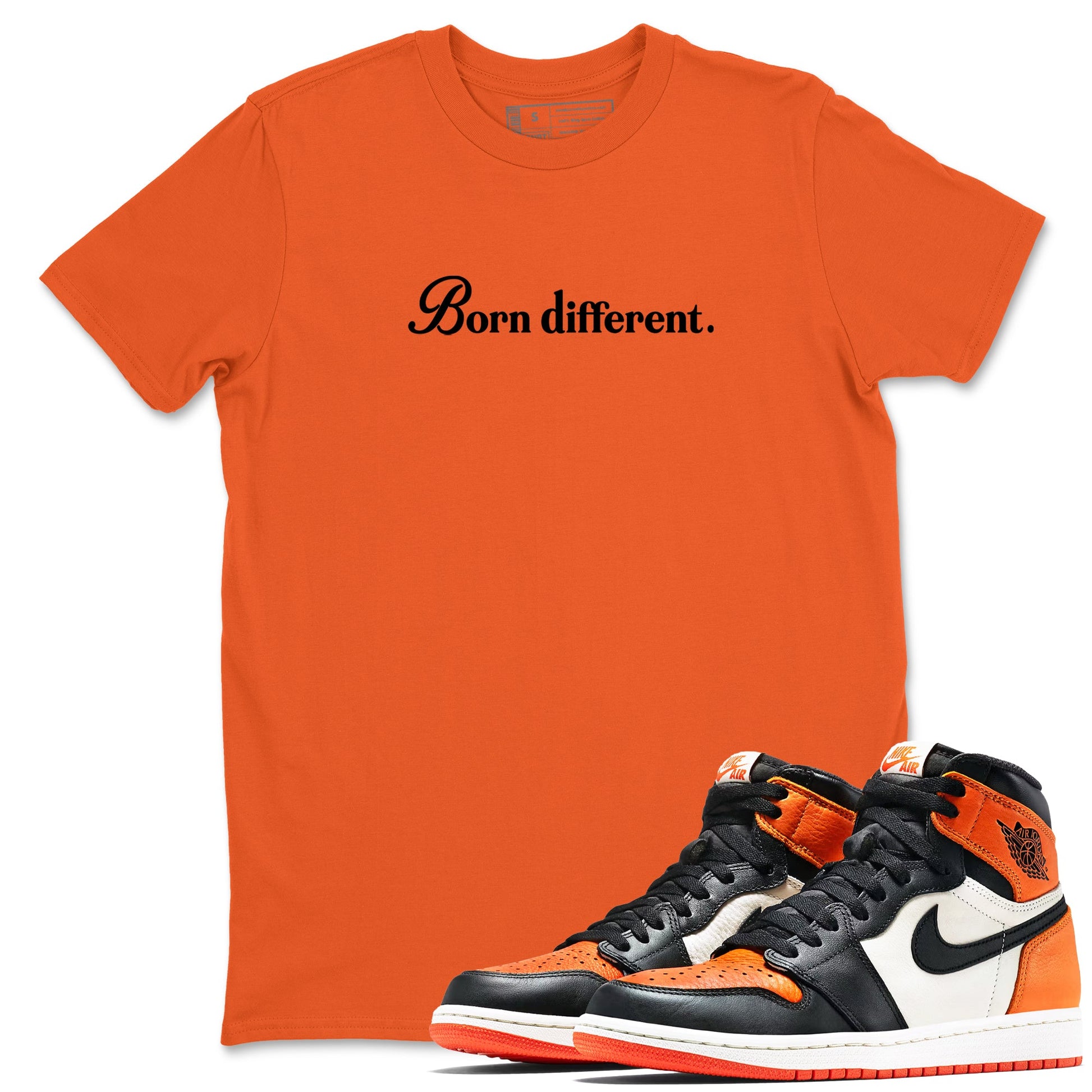 Sneaker match tees – Sneaker Tees To Match Jordan 1 Retro Shattered Backboard Shoes – Born Different Tee Orange 1