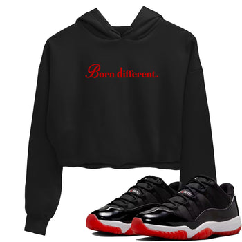 Jordan 11 Low Bred t-shirts to match jordans Born Different sneaker match tees Air Jordan 11 Bred graphic tee for sneakerheads SNRT Sneaker Tees unisex cotton Black 1 crop tee
