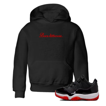 Jordan 11 Low Bred t-shirts to match jordans Born Different sneaker match tees Air Jordan 11 Bred graphic tee for sneakerheads SNRT Sneaker Tees Youth Baby Black 1 tee