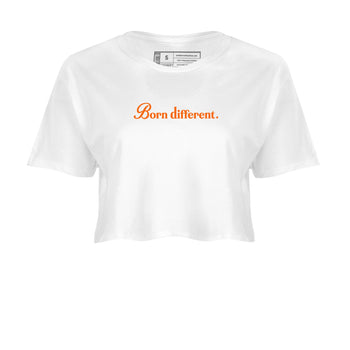 Born Different womens crop tee made to vibe with the Air Jordan 3 Starfish sneakers — the perfect match in White 2.