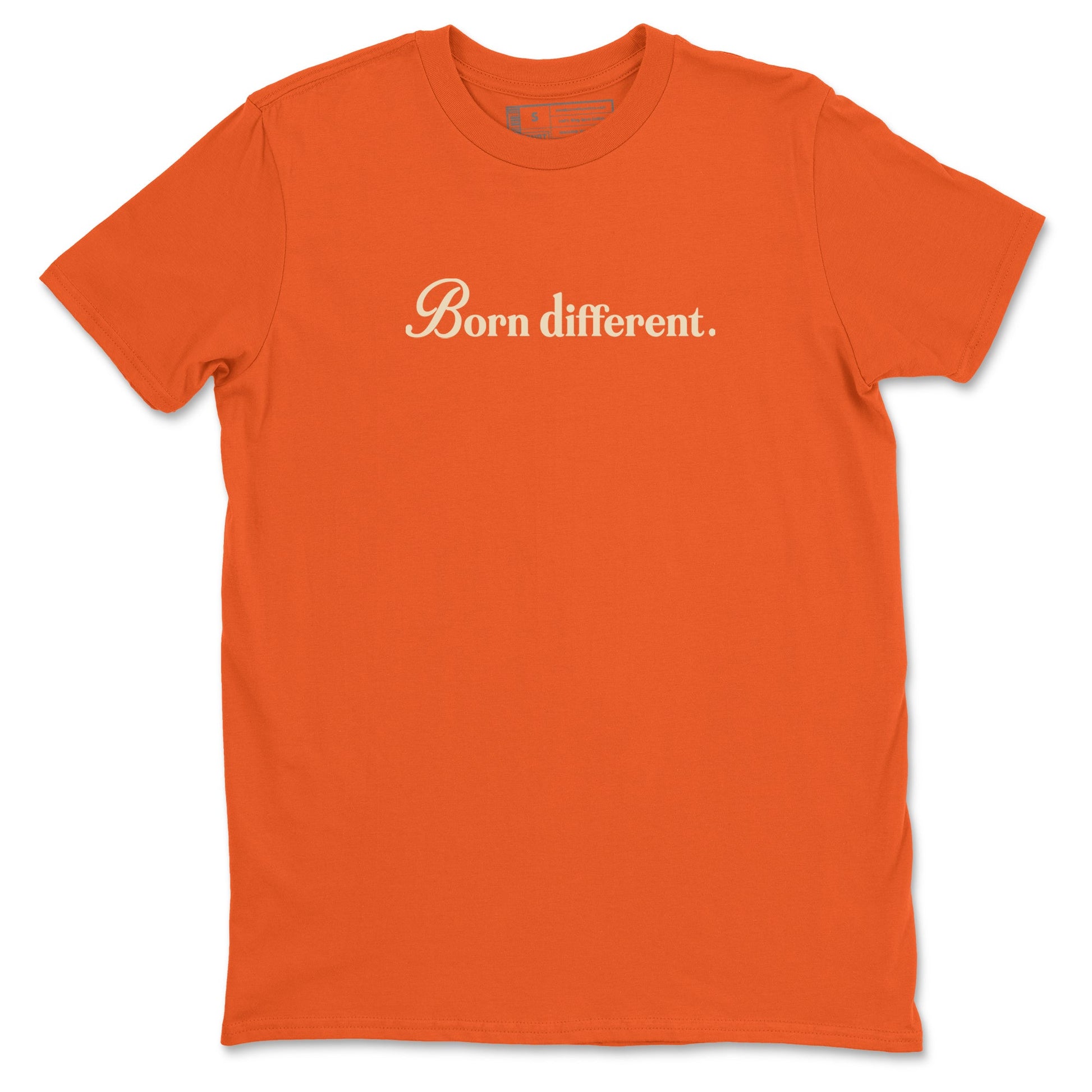 Born Different sneaker match t-shirt styled to complete your fit with the Air Jordan 3 Starfish sneakers, shown in Orange 2.