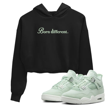4s seafoam t-shirts to match jordans Born Different sneaker match tees Air Jordan 4 Abundance graphic tee for sneakerheads SNRT Sneaker Tees unisex cotton Black 1 crop tee