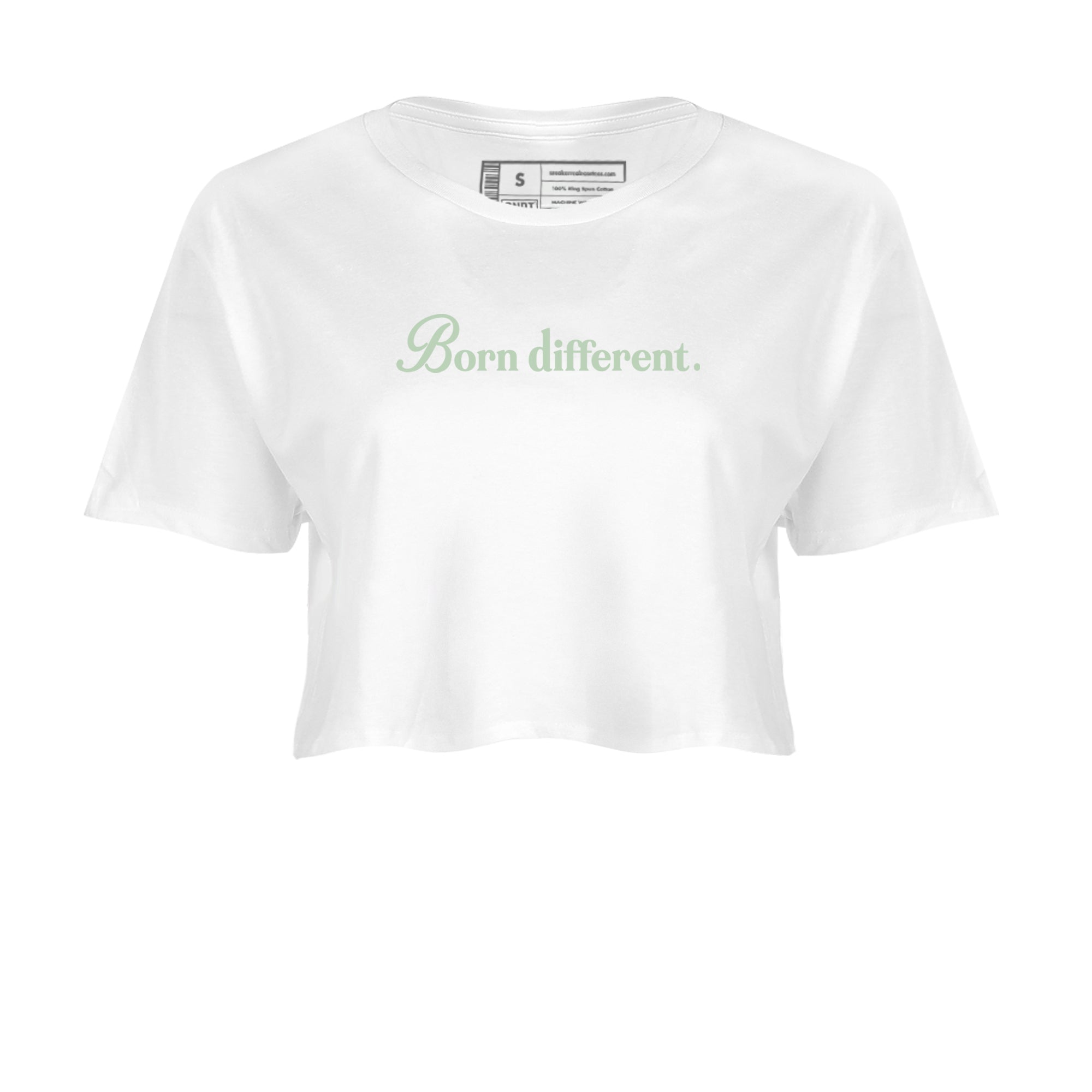4s seafoam t-shirts to match jordans Born Different sneaker match tees Air Jordan 4 Abundance graphic tee for sneakerheads SNRT Sneaker Tees unisex cotton White 2 crop tee