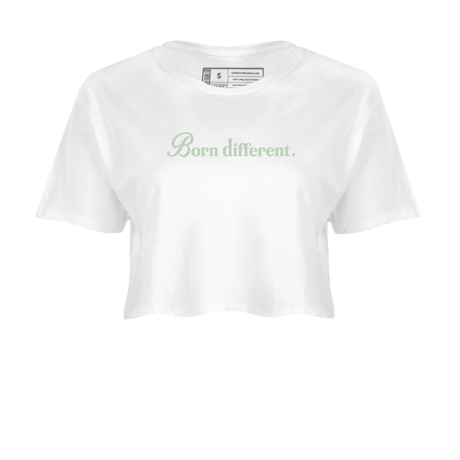 4s seafoam t-shirts to match jordans Born Different sneaker match tees Air Jordan 4 Abundance graphic tee for sneakerheads SNRT Sneaker Tees unisex cotton White 2 crop tee