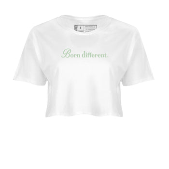 4s seafoam t-shirts to match jordans Born Different sneaker match tees Air Jordan 4 Abundance graphic tee for sneakerheads SNRT Sneaker Tees unisex cotton White 2 crop tee