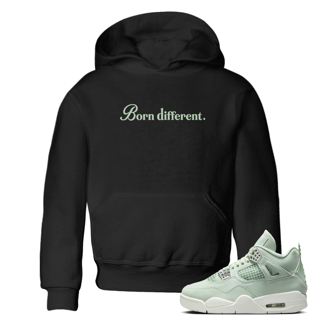 4s seafoam t-shirts to match jordans Born Different sneaker match tees Air Jordan 4 Abundance graphic tee for sneakerheads SNRT Sneaker Tees Youth Baby Black 1 tee