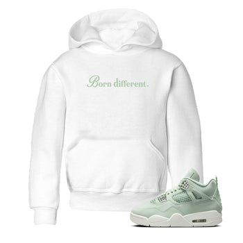 4s seafoam t-shirts to match jordans Born Different sneaker match tees Air Jordan 4 Abundance graphic tee for sneakerheads SNRT Sneaker Tees Youth Baby White 1 tee