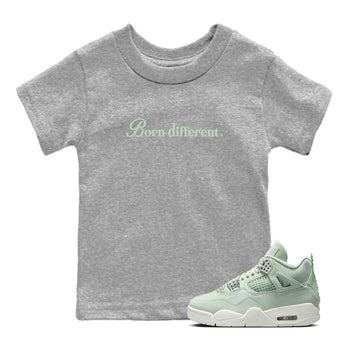 4s seafoam t-shirts to match jordans Born Different sneaker match tees Air Jordan 4 Abundance graphic tee for sneakerheads SNRT Sneaker Tees Youth Baby Heather Grey 1 tee