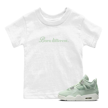 4s seafoam t-shirts to match jordans Born Different sneaker match tees Air Jordan 4 Abundance graphic tee for sneakerheads SNRT Sneaker Tees Youth Baby White 1 tee