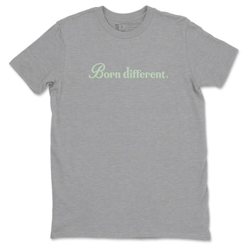 4s seafoam t-shirts to match jordans Born Different sneaker match tees Air Jordan 4 Abundance graphic tee for sneakerheads SNRT Sneaker Tees unisex cotton Heather Grey 2 shirts