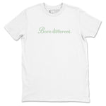 4s seafoam t-shirts to match jordans Born Different sneaker match tees Air Jordan 4 Abundance graphic tee for sneakerheads SNRT Sneaker Tees unisex cotton White 2 shirts