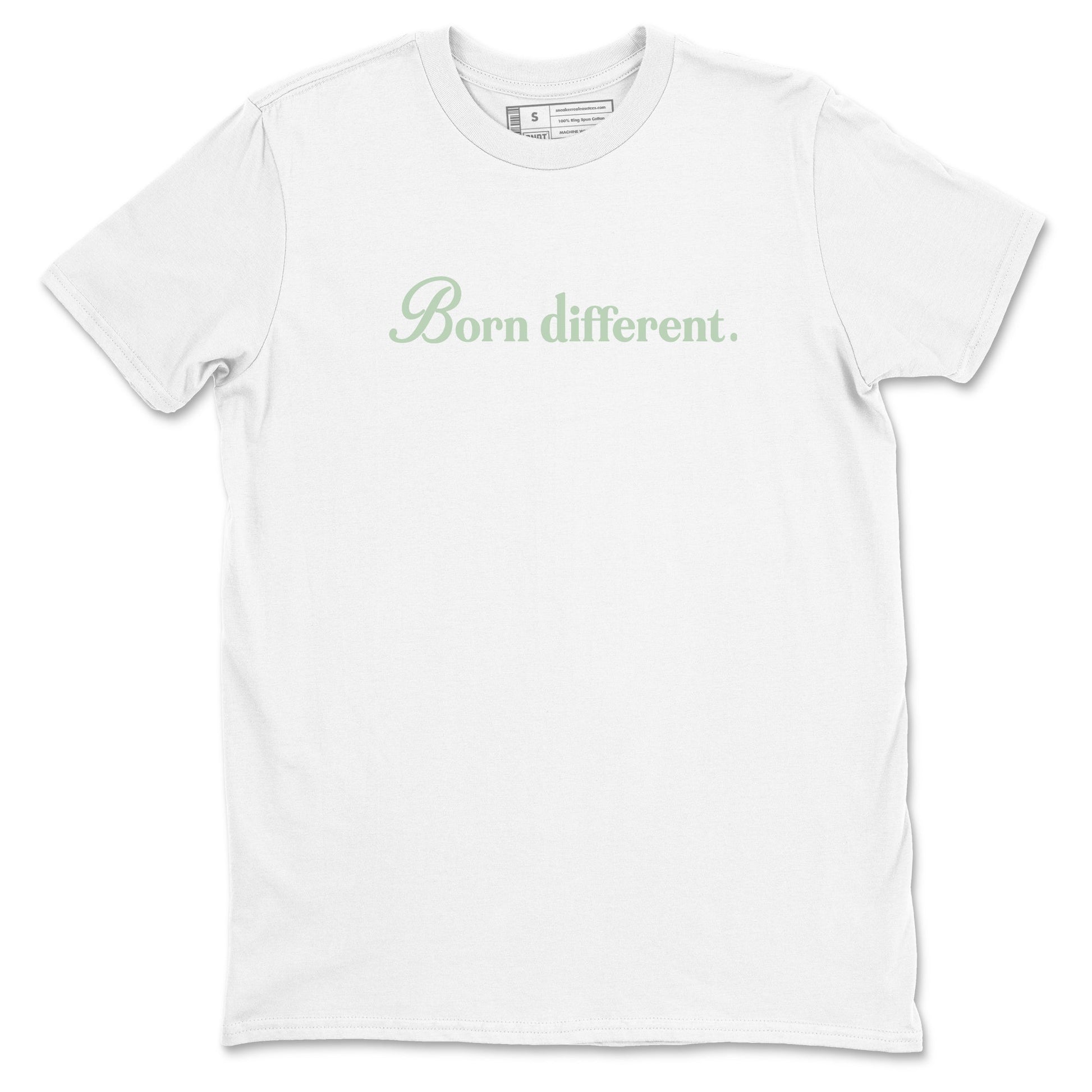 4s seafoam t-shirts to match jordans Born Different sneaker match tees Air Jordan 4 Abundance graphic tee for sneakerheads SNRT Sneaker Tees unisex cotton White 2 shirts