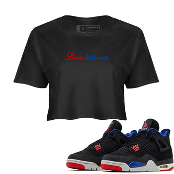 Sneaker match tees – Sneaker Tees To Match Jordan 4 Retro Rare Air Shoes – Born Different Crop T-Shirt Black 1