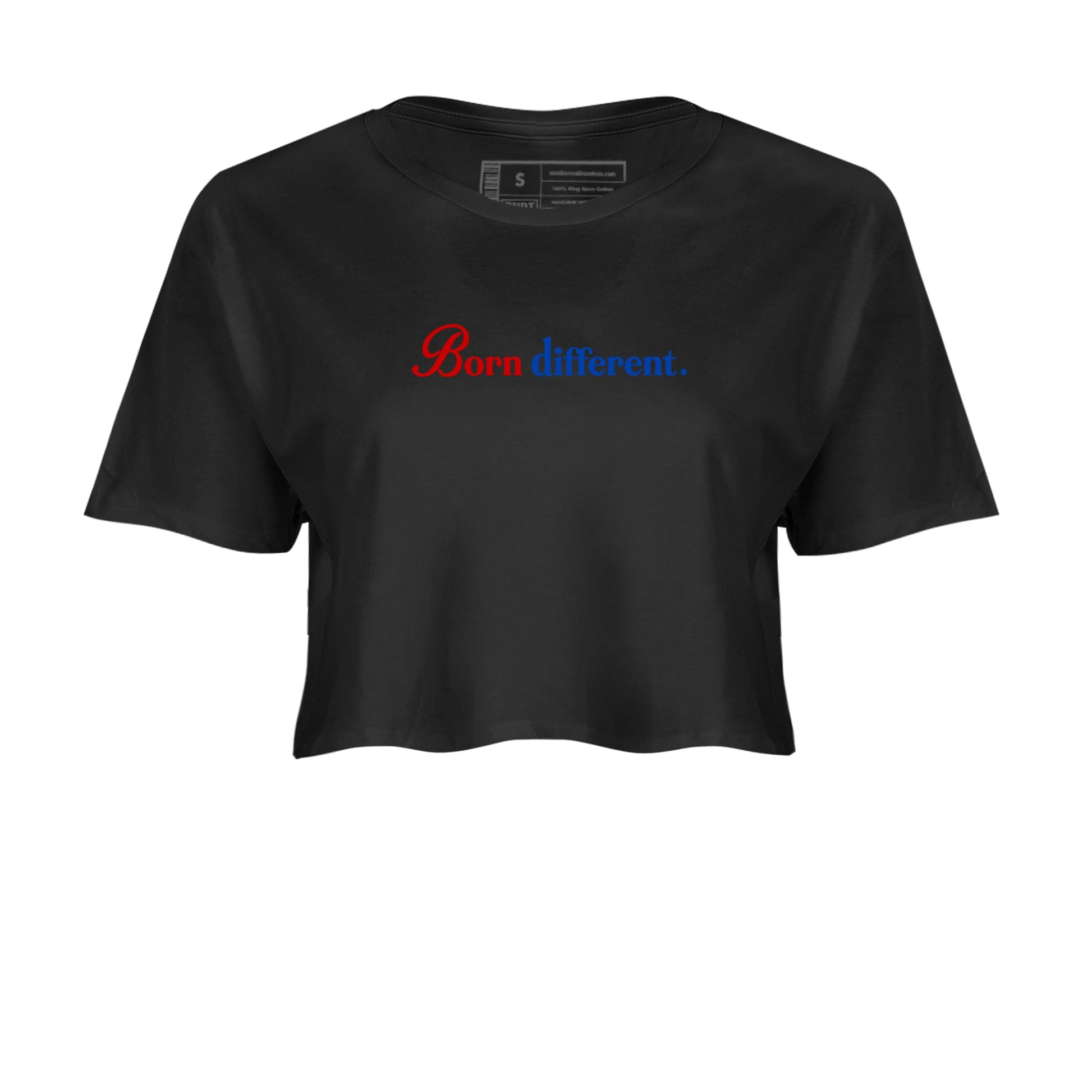 Sneaker match tees – Sneaker Tees To Match Jordan 4 Retro Rare Air Shoes – Born Different Crop T-Shirt Black 2