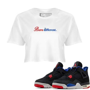 Sneaker match tees – Sneaker Tees To Match Jordan 4 Retro Rare Air Shoes – Born Different Crop T-Shirt White 1