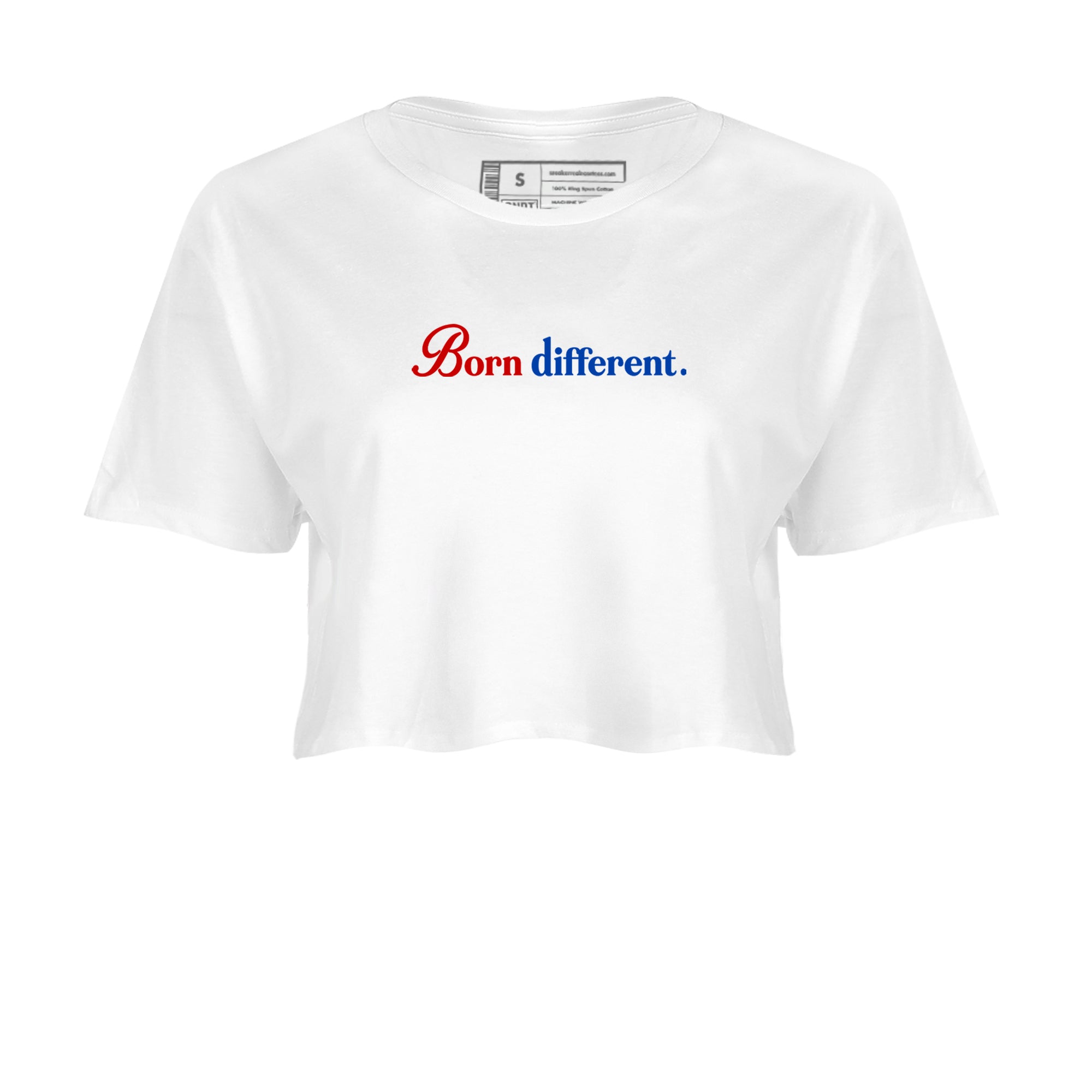 Sneaker match tees – Sneaker Tees To Match Jordan 4 Retro Rare Air Shoes – Born Different Crop T-Shirt White 2
