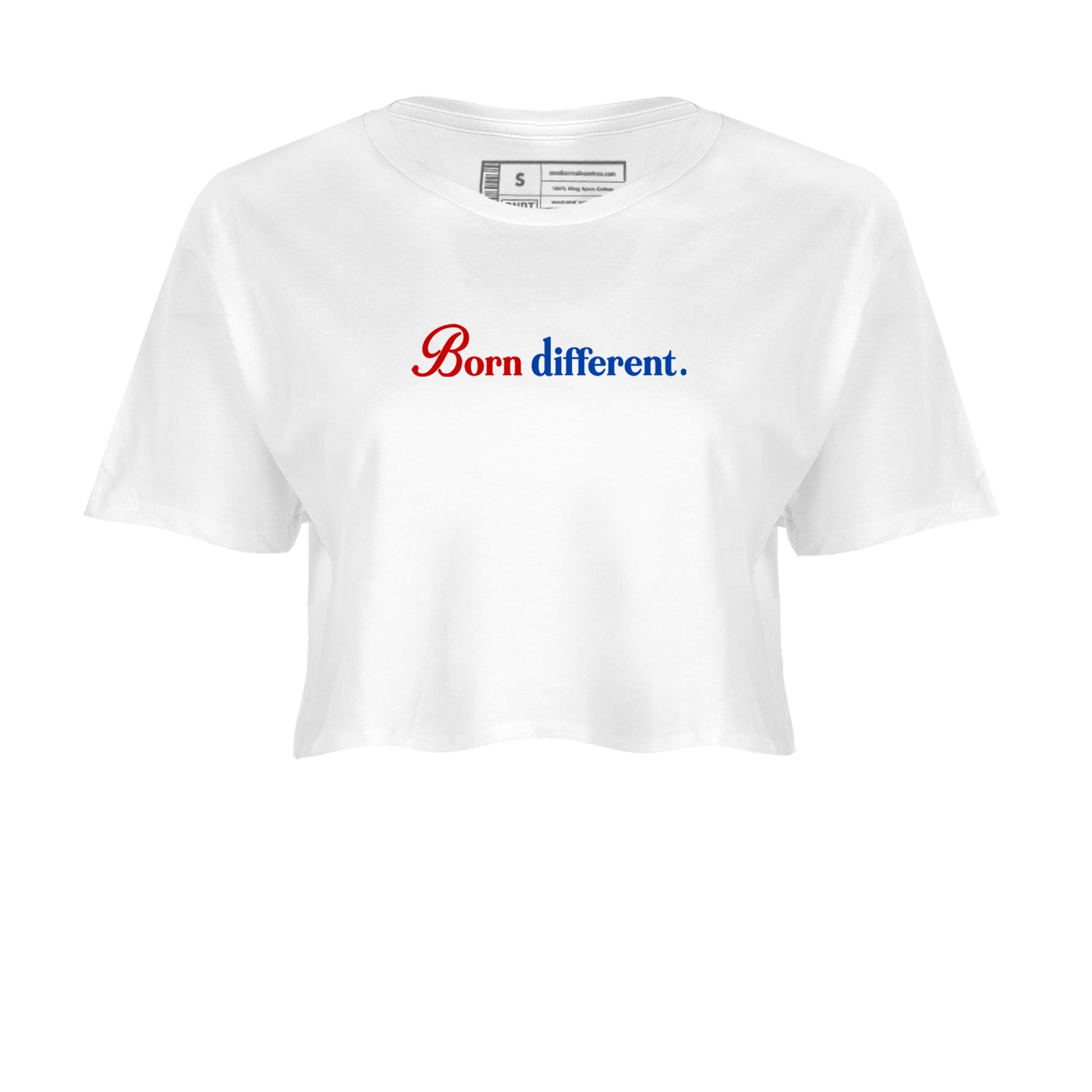 Sneaker match tees – Sneaker Tees To Match Jordan 4 Retro Rare Air Shoes – Born Different Crop T-Shirt White 2