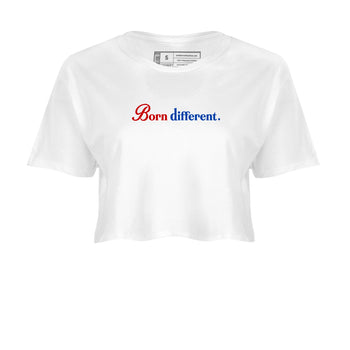 Sneaker match tees – Sneaker Tees To Match Jordan 4 Retro Rare Air Shoes – Born Different Crop T-Shirt White 2