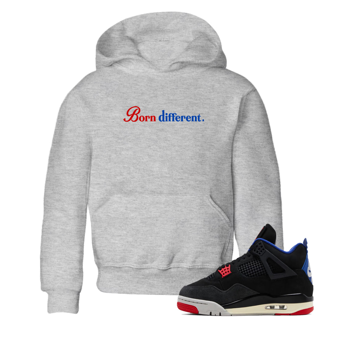 Sneaker match tees – Sneaker Tees To Match Jordan 4 Retro Rare Air Shoes – Born Different Kids T-Shirt Heather Grey 1