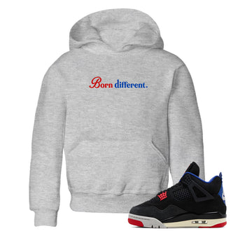 Sneaker match tees – Sneaker Tees To Match Jordan 4 Retro Rare Air Shoes – Born Different Kids T-Shirt Heather Grey 1
