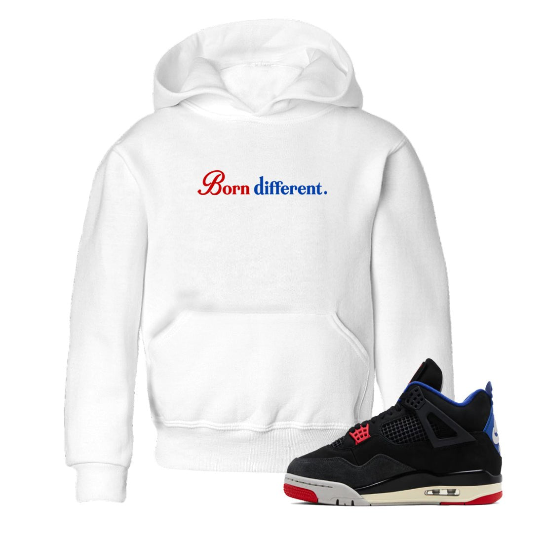 Sneaker match tees – Sneaker Tees To Match Jordan 4 Retro Rare Air Shoes – Born Different Kids T-Shirt White 1