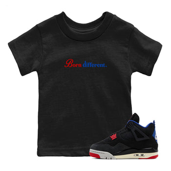 Sneaker match tees – Sneaker Tees To Match Jordan 4 Retro Rare Air Shoes – Born Different Kids T-Shirt Black 1