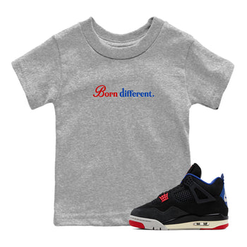 Sneaker match tees – Sneaker Tees To Match Jordan 4 Retro Rare Air Shoes – Born Different Kids T-Shirt Heather Grey 1