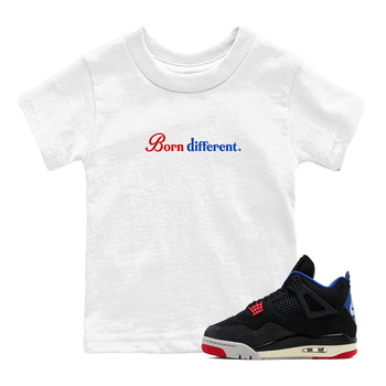 Sneaker match tees – Sneaker Tees To Match Jordan 4 Retro Rare Air Shoes – Born Different Kids T-Shirt White 1