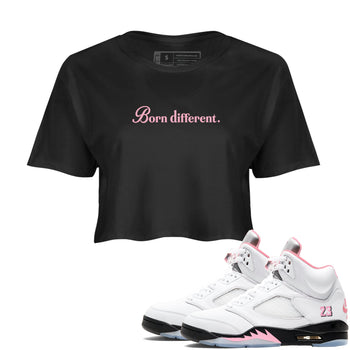 Sneaker Threads – Sneaker Threads To Match Air Jordan 5 35th Anniversary Shoes – Born Different Crop T-Shirt Black 1