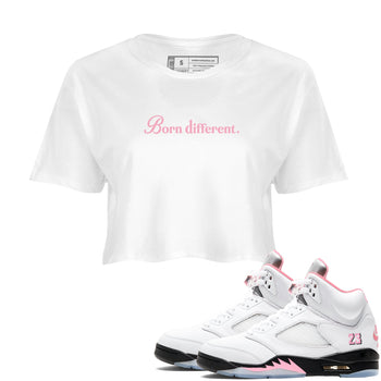 Sneaker Threads – Sneaker Threads To Match Air Jordan 5 35th Anniversary Shoes – Born Different Crop T-Shirt White 1