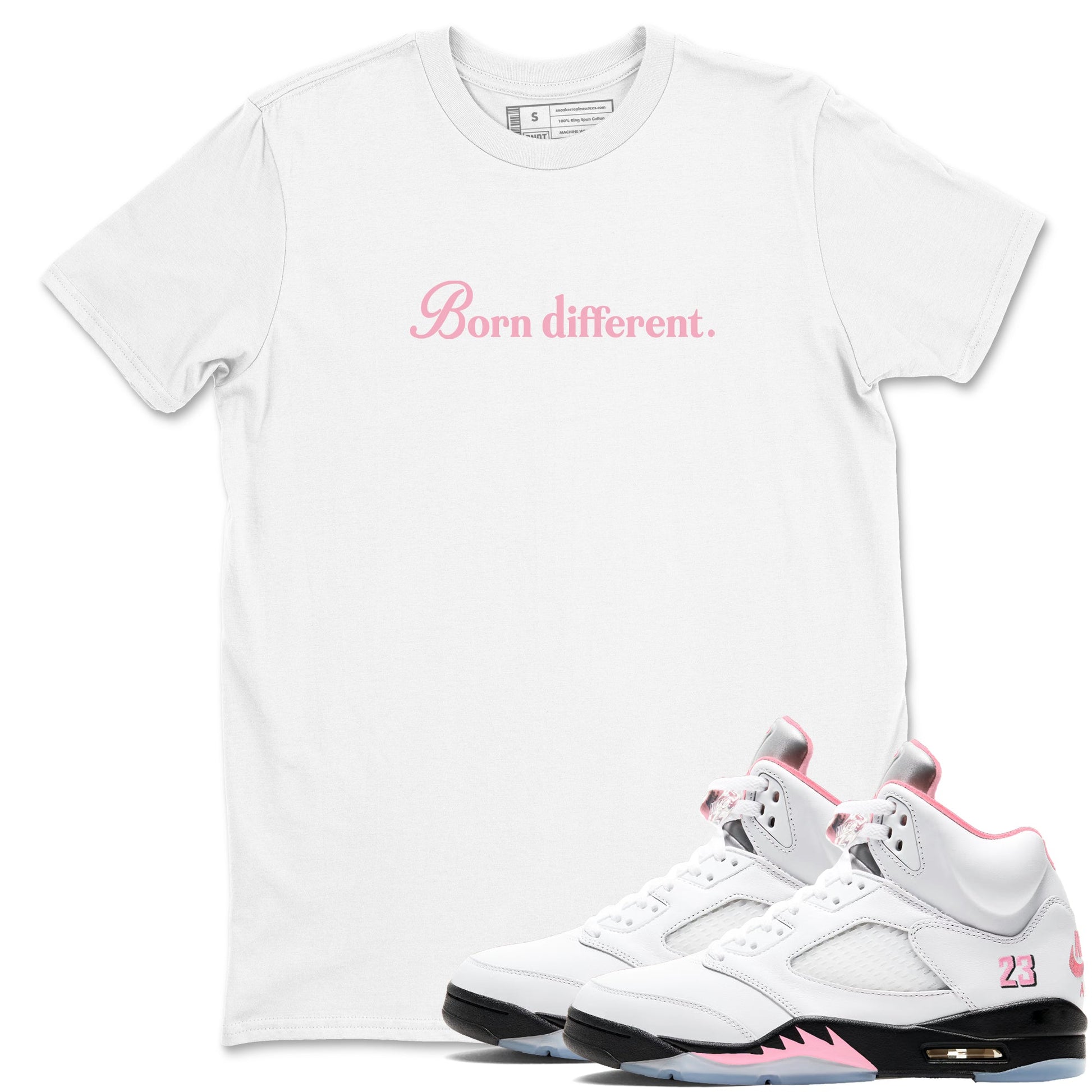 Sneaker Threads – Sneaker Threads To Match Air Jordan 5 35th Anniversary Shoes – Born Different Tee White 1