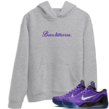 Sneaker Threads – Sneaker Tees To Match Nike KB 9 Hyper Grape – Born Different Graphic Tee Heather Grey 1. Perfect for Jordan releases 2025 colorways. Perfect for purple basketball sneaker releases and legacy-inspired colorways for 2025 hoopers.