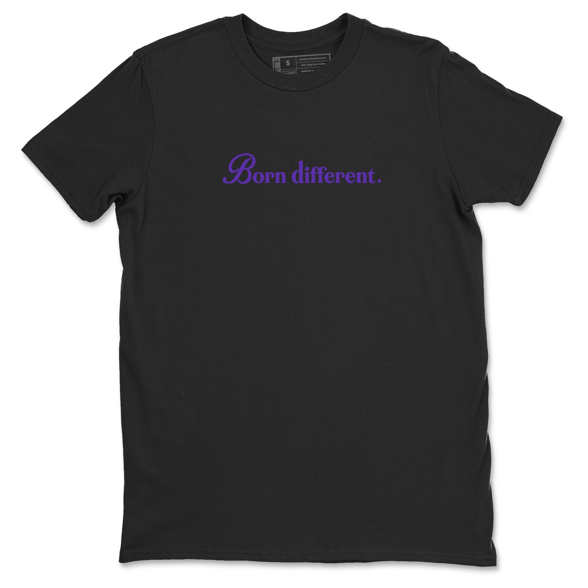 Sneaker Threads – Sneaker Tees To Match Nike KB 9 Hyper Grape – Born Different Graphic Tee Black 2. Perfect for Jordan releases 2025 colorways. Perfect for purple basketball sneaker releases and legacy-inspired colorways for 2025 hoopers.